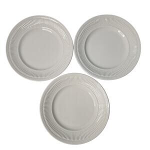 Staffordshire By Shenango Restaurant Ware Salad Plates Ribbed Rim Set Of 3 Ivory